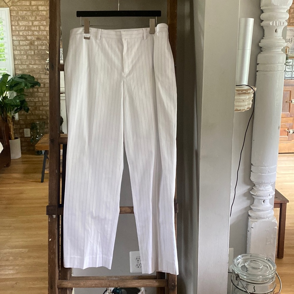LAUREN Ralph Lauren ACTIVE GOLF WHTIE STRIPED PANTS WOMEN 14 NEW